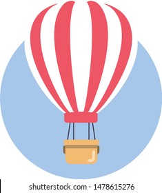 Icono de globo de aire. Ilustración vectorial. Estilo gráfico plano. Balón de aire colorido en el cielo azul. Diseño Decorativo de Vacaciones para Logo, Banner, Tarjeta, Viaje, Página de Libros, Educación, Escuela.