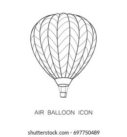 Air Balloon Icon. Vector Illustration. Line Graphic Style. Logo, Banner, Sign, Card, Travel Design for Cards, Posters, Banners, Logo. Coloring Book Page Design for Education.