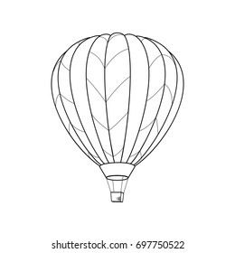 Air Balloon Icon. Vector Illustration. Line Graphic Style. Logo, Banner, Sign, Card, Travel Design for Cards, Posters, Banners, Logo. Coloring Book Page Design for Education.