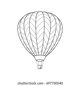 Air Balloon Icon. Vector Illustration. Line Graphic Style. Logo, Banner, Sign, Card, Travel Design for Cards, Posters, Banners, Logo. Coloring Book Page Design for Education.