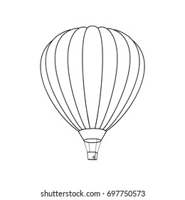 Air Balloon Icon. Vector Illustration. Line Graphic Style. Logo, Banner, Sign, Card, Travel Design for Cards, Posters, Banners, Logo. Coloring Book Page Design for Education.