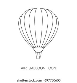 Air Balloon Icon. Vector Illustration. Line Graphic Style. Logo, Banner, Sign, Card, Travel Design for Cards, Posters, Banners, Logo. Coloring Book Page Design for Education.