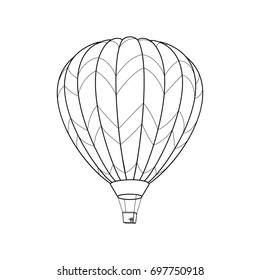 Air Balloon Icon. Vector Illustration. Line Graphic Style. Logo, Banner, Sign, Card, Travel Design for Cards, Posters, Banners, Logo. Coloring Book Page Design for Education.