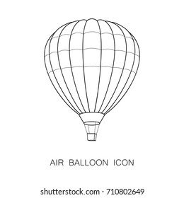 Air Balloon Icon. Vector Illustration. Line Graphic Style. Logo, Banner, Sign, Card, Travel Design. Coloring Book Page Design for Education.