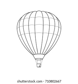 Air Balloon Icon. Vector Illustration. Line Graphic Style. Logo, Banner, Sign, Card, Travel Design. Coloring Book Page Design for Education.