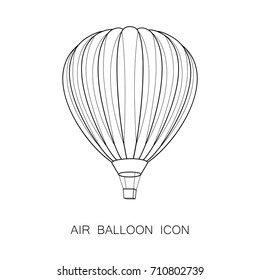 Air Balloon Icon. Vector Illustration. Line Graphic Style. Logo, Banner, Sign, Card, Travel Design. Coloring Book Page Design for Education.