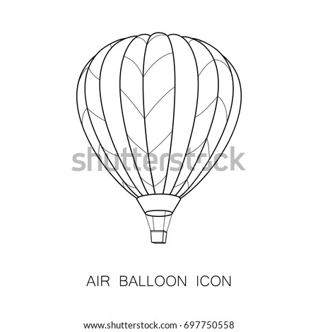 Air Balloon Icon. Vector Illustration. Line Graphic Style. Logo, Banner, Sign, Card, Travel Design for Cards, Posters, Banners, Logo. Coloring Book Page Design for Education.
