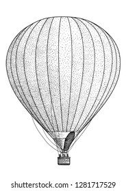 Air balloon illustration  drawing  engraving  ink  line art  vector