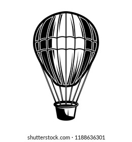 Air balloon illustration on white background. Design element for logo, label, emblem, sign, poster. Vector image