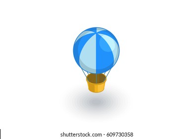 Air balloon isometric flat icon. 3d vector colorful illustration. Pictogram isolated on white background