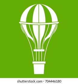 Air balloon journey icon white isolated on green background. Vector illustration