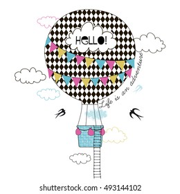  air balloon, kid illustration