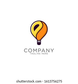 air balloon with letter e modern logo template