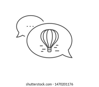 Air balloon line icon. Chat bubble design. Flight transport with basket sign. Aircraft symbol. Outline concept. Thin line air balloon icon. Vector