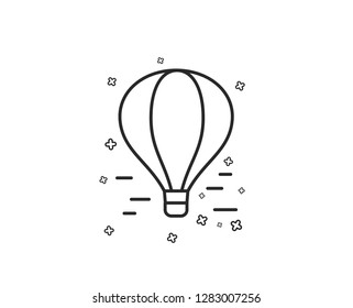 Air balloon line icon. Flight transport with basket sign. Amusement park symbol. Geometric shapes. Random cross elements. Linear Air balloon icon design. Vector