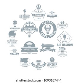 Air balloon logo icons set. Simple illustration of 16 air balloon logo vector icons for web