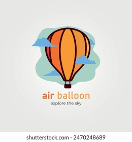 air balloon logo vector vintage illustration design, template icon sign or symbol.