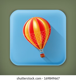 Air balloon, long shadow vector icon