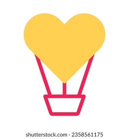 Air balloon love icon duotone yellow red valentine illustration vector element and symbol perfect.