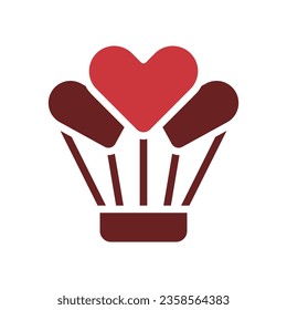 Air balloon love icon solid brown red style valentine illustration vector element and symbol perfect.