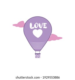 Air balloon of love. Valentines day - Vector