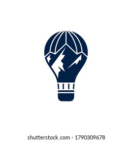 Air balloon with mountain simple flat logo concept template
