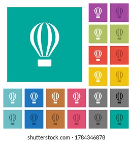 Luftballon mehrfarbige Flachsymbole auf einfarbigem Hintergrund. Weiße und dunklere Icon-Variationen für Hover oder aktive Effekte.