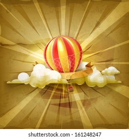 Air balloon, old style vector background