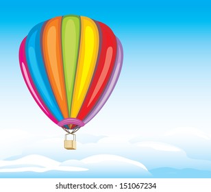 Air balloon on the cloudy background. Vector