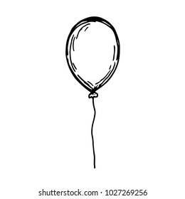 air balloon on a thread sketch vector isolated black