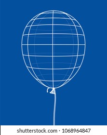 Air balloon outline. Vector rendering of 3d. Wire-frame style. The layers of visible and invisible lines are separated