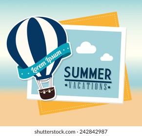 Air balloon over blue background, vector illustration.