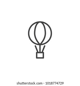 Air balloon with the parcel box line icon, outline vector sign, linear style pictogram isolated on white. Delivery service symbol, logo illustration. Editable stroke