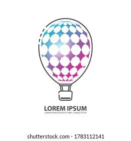 air balloon pink and blue icon, vector illustration isolated on white 