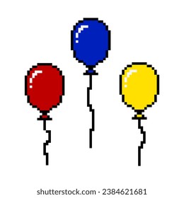 Air balloon pixel art, Pixel colorful balloon 8bit style