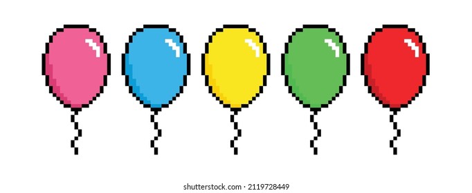  Air balloon pixel art icon vector 8 bit game 