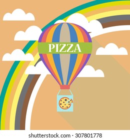 air balloon pizza delivery flat design