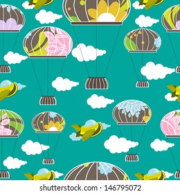 air balloon with plane seamless 