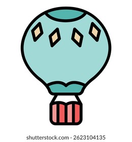 Air balloon with rhombuses icon. Outline air balloon with rhombuses vector icon color flat isolated
