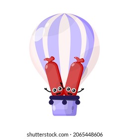 air balloon sausage cute character logo