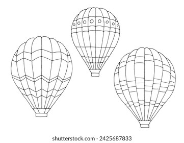 Conjunto de globo de aire blanco negro ilustración aislada vector