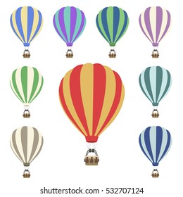 Air Balloon Set Clip Art vector illustration sketch.