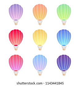 Air balloon set. Vector icons on white background