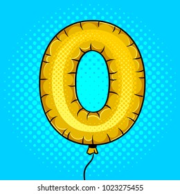 Air balloon in shape of letter O pop art retro vector illustration. Comic book style imitation.