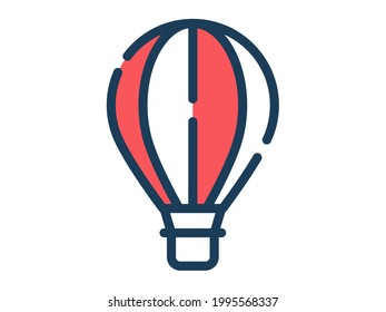 air balloon single isolated icon with dash or dashed line style