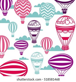 air balloon and sky background. colorful design. vector illustration