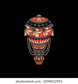 air balloon tattoo vector design