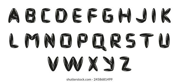 Air Balloon vector Alphabet Letters set. Air Bubbles Font Design isolated white background. ABC in trend Graffiti 3D Retro style. EPS 10