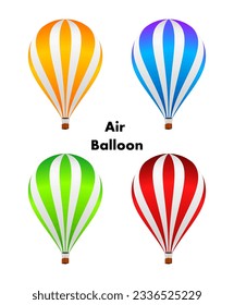 Air Balloon Vector Colorfull Stirpes White, Orange, Blue, Green, Red 