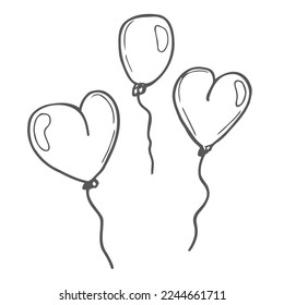 Esbozo de doodina vectorial de globo de aire aislado en fondo blanco